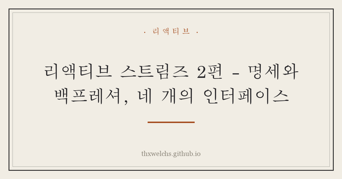 리액티브 스트림즈 2편 - 명세와 백프레셔, 네 개의 인터페이스